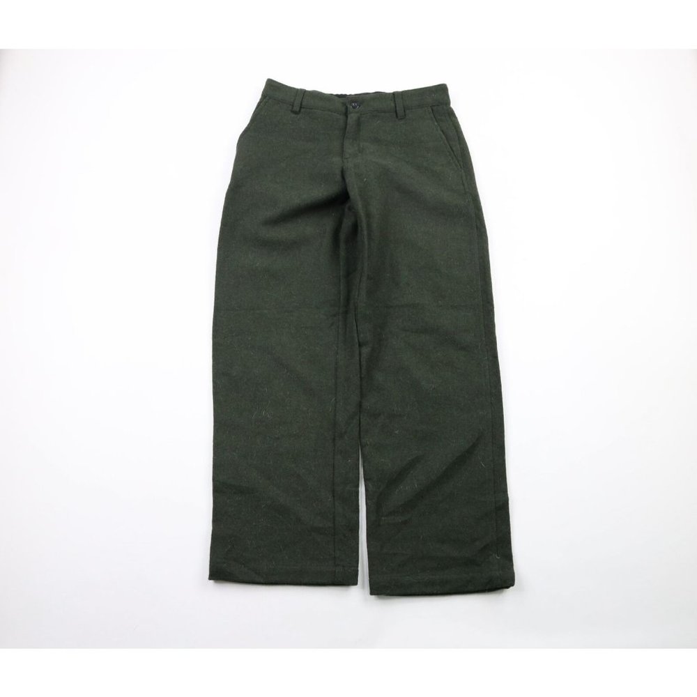 Vintage LL Bean Womens Size 6 Wide Leg Wool Pants Trousers Heather Green